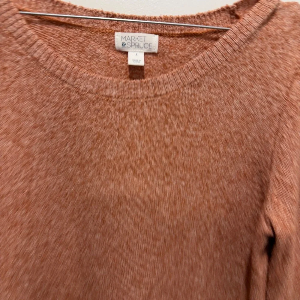 Market & Spruce Womens Sweater Scalloped‎ Hem Terracotta Orange Size S